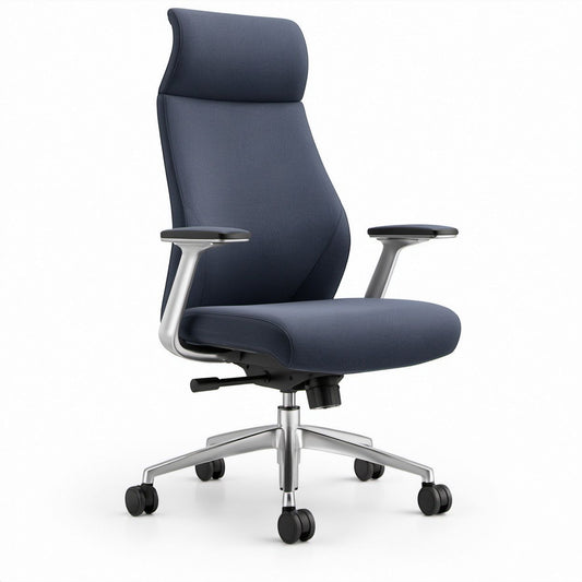 Ergonomischer Bürodrehstuhl Dunkelblau/Silber/Schwarz, 68 x 68 x 118–128 cm
